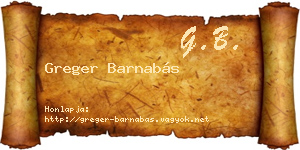 Greger Barnabás névjegykártya